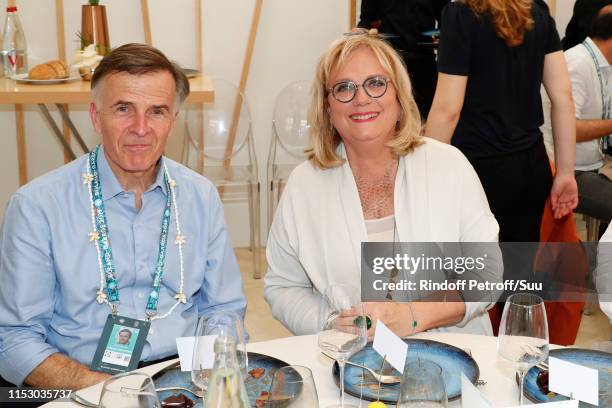 Deputy managing director, management, production and means of France Televisions, Christian Vion and Journalist Catherine Matausch attend the 'France...