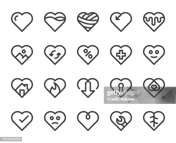 ilustrações, clipart, desenhos animados e ícones de forma do coração-ícones bold (realce) da linha - valentines day home