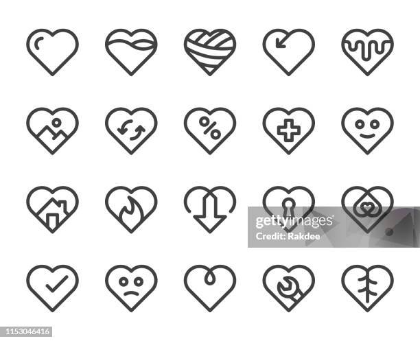 heart shape - bold line icons - damaged package stock illustrations