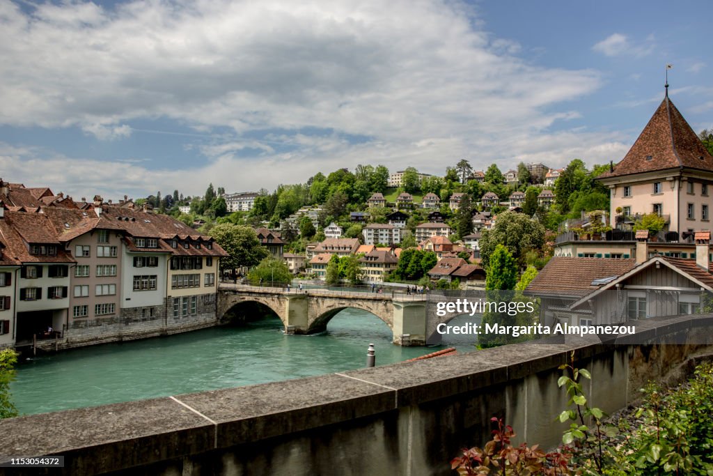 Beautiful Bern old town and Aare river on a sunny day