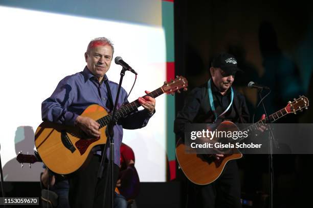 Guenther Sigl, Barny Murphy during the "Spider Murphy Gang - Glory Days of Rock 'n' Roll" movie premiere at Astor Filmloung at Arri Kino on June 30,...