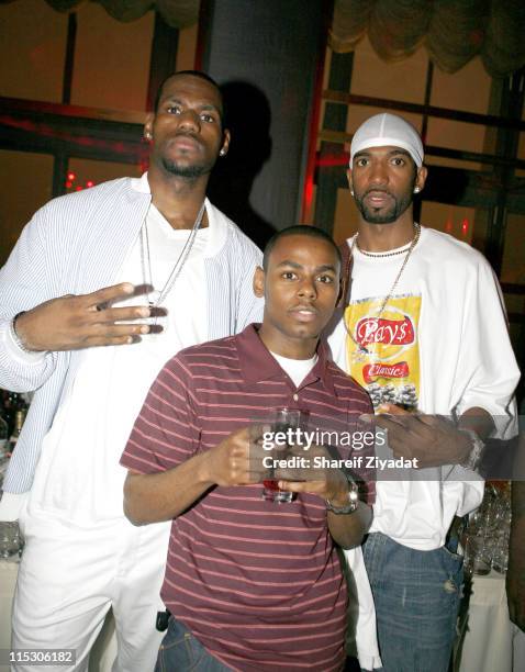 Lebron James, Young Von and Rip Hamilton during Jay-Z Celebrates the 10th Anniversary of "Reasonable Doubt" - Inside at Rainbow Room in New York,...