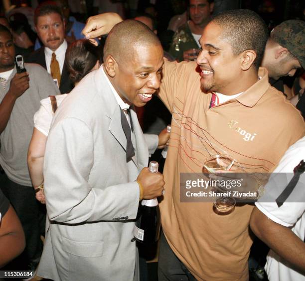 Jay Z and Irv Gotti during Jay-Z Celebrates the 10th Anniversary of "Reasonable Doubt" - Inside at Rainbow Room in New York, United States.