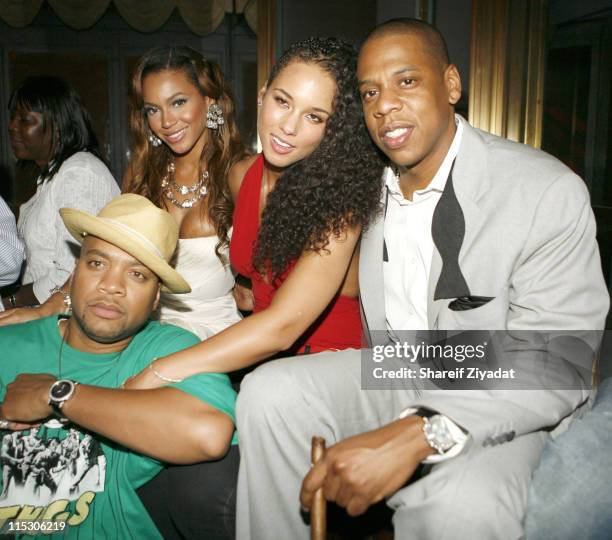 Crucial Keys, Beyonce Alicia Keys and Jay Z during Jay-Z Celebrates the 10th Anniversary of "Reasonable Doubt" - Inside at Rainbow Room in New York,...