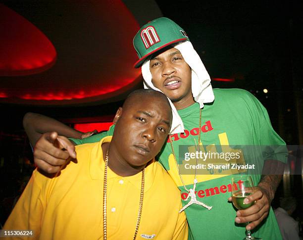 Jadakiss and Caremlo Anthony during Jay-Z Celebrates the 10th Anniversary of "Reasonable Doubt" - Inside at Rainbow Room in New York, United States.