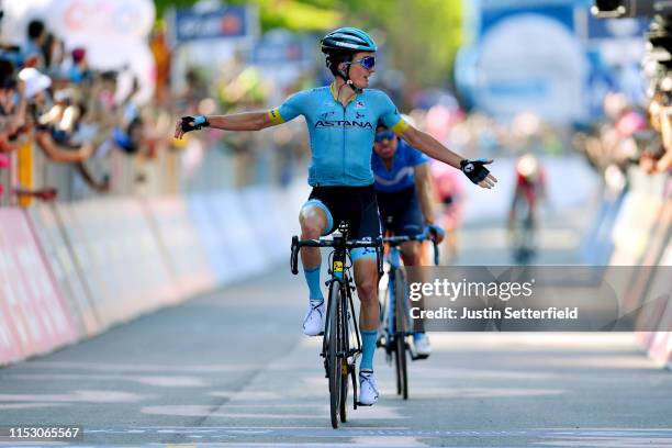 Arrival / Pello Bilbao of Spain and Astana Pro Team / Celebration / Mikel Landa Meana of Spain and Movistar Team / during the 102nd Giro d'Italia...