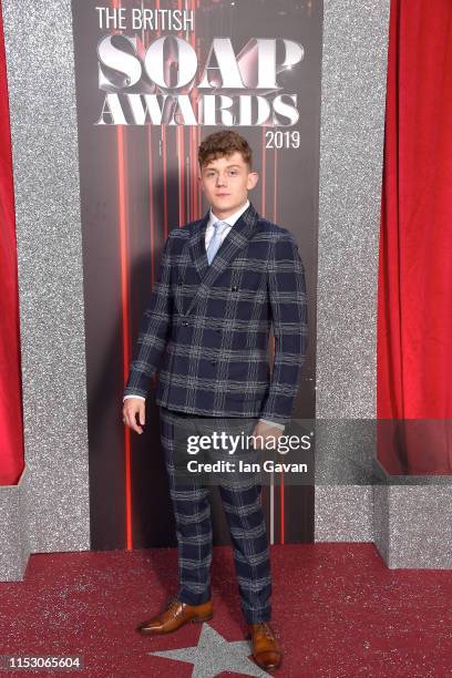 Ellis Hollins attends the British Soap Awards at The Lowry Theatre on June 01, 2019 in Manchester, England.