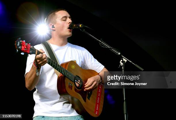 Dermot Kennedy performs live on stage during the All Points East Festival at Victoria Park on June 01, 2019 in London, England.