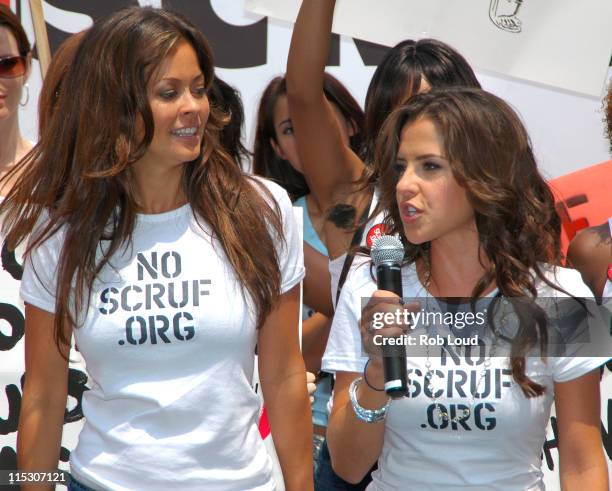 Brooke Burke and Kelly Monaco during Kelly Monaco and Brooke Burke Lead NO SCRUFF.org Rally to Protest Scruffy Guys - Outside July 11, 2006 at...