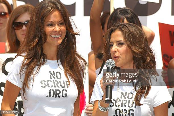 Brooke Burke and Kelly Monaco during Kelly Monaco and Brooke Burke Lead NO SCRUFF.org Rally to Protest Scruffy Guys - Outside July 11, 2006 at...
