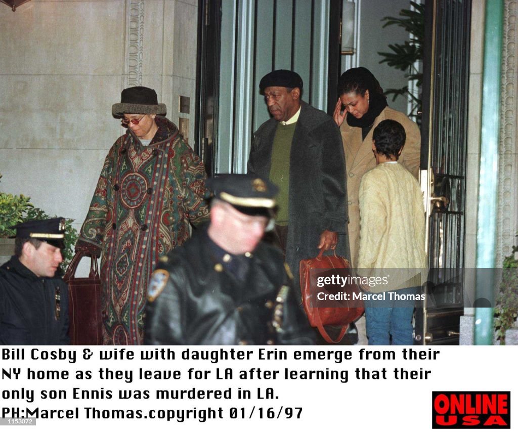 1/16/97 Los Angeles, Ca Bill Cosby & family leaves for LA after learning that his only son Ennis was