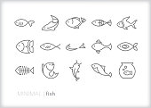 Fish line icons