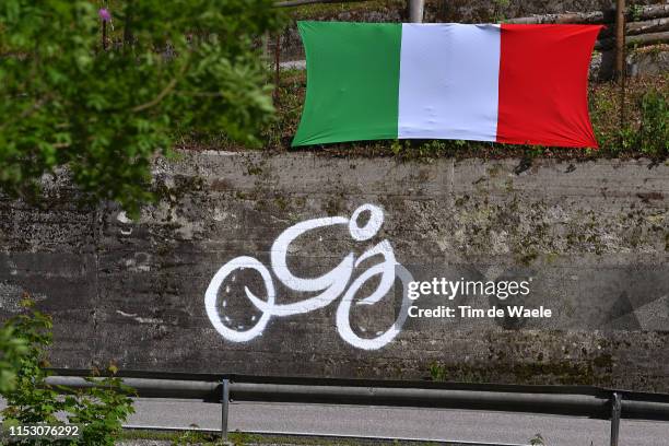 Fans / Public / Italian Flag / Giro Logo / during the 102nd Giro d'Italia 2019, Stage 20 a 194km stage from Feltre to Croce D'Aune - Monte Avena...