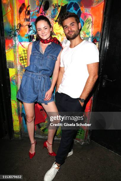 Lea van Acken and Lucas Reiber during the "Freder Fredersen" by UFA Fiction party at Club Harry Klein on June 30, 2019 in Munich, Germany.