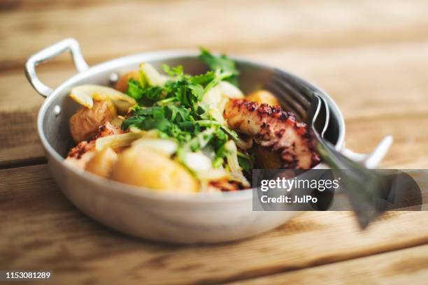 fried octopus - traditionally portuguese stock pictures, royalty-free photos & images