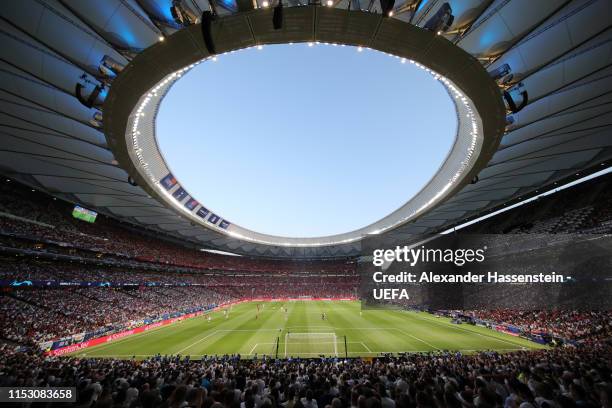General view inside the stadium during the UEFA Champions League Final between Tottenham Hotspur and Liverpool at Estadio Wanda Metropolitano on June...
