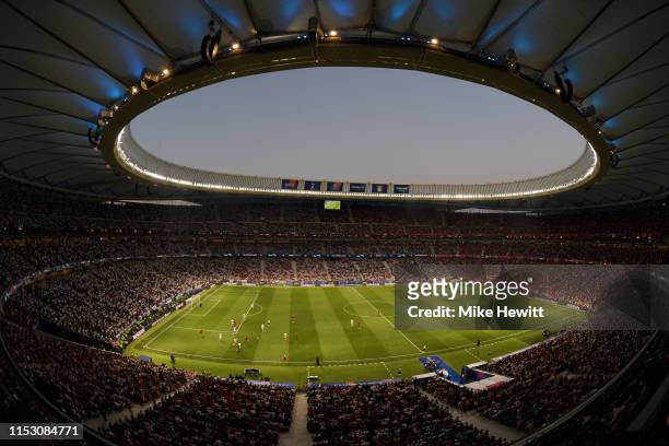 General view inside the stadium during the UEFA Champions League Final between Tottenham Hotspur and Liverpool at Estadio Wanda Metropolitano on June...
