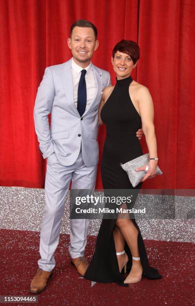 Adam Rickitt and Katy Rickitt attend the British Soap Awards at The Lowry Theatre on June 01, 2019 in Manchester, England.