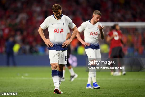 Fernando Llorente of Tottenham Hotspur looks dejected following the UEFA Champions League Final between Tottenham Hotspur and Liverpool at Estadio...