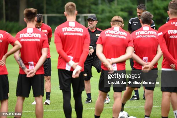 Coach Urs Fischer of 1 FC Union Berlin during the sports training camp at Waldstadion on July 1, 2019 in Bad Saarow, Germany.