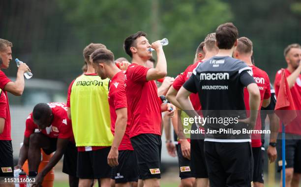 Keven Schlotterbeck of 1.FC Union Berlin during the sports training camp at Waldstadion on July 1, 2019 in Bad Saarow, Germany.