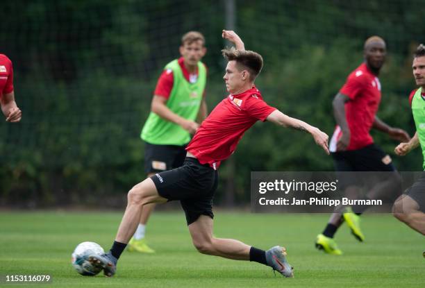 Julius Kade of 1.FC Union Berlin during the sports training camp at Waldstadion on July 1, 2019 in Bad Saarow, Germany.