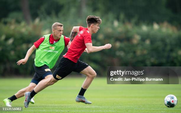 Julius Kade of 1 FC Union Berlin during the sports training camp at Waldstadion on July 1, 2019 in Bad Saarow, Germany.