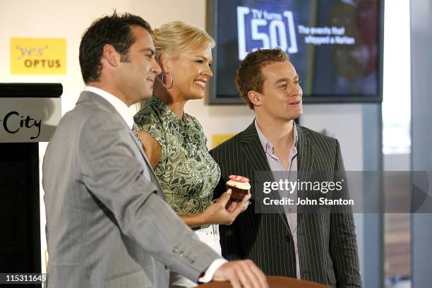 Andrew O'Keefe, Sonia Kruger and Grant Denyer during TV Turns 50 Photo Call in Sydney at Star City in Sydney, NSW, Australia.