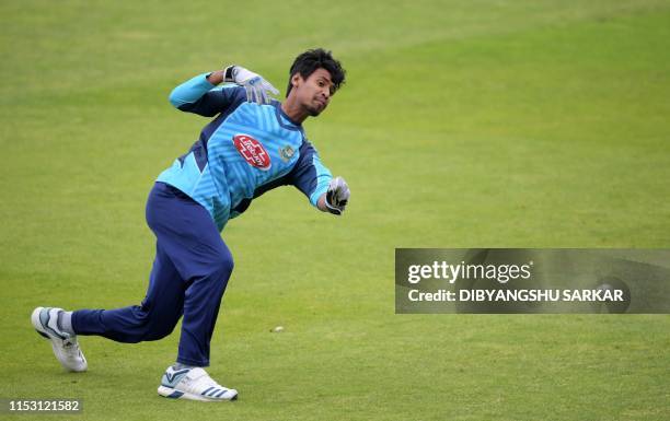 Bangladesh's Mustafizur Rahman attends a training session at Edgbaston in Birmingham, central England on July 1 ahead of their 2019 Cricket World Cup...