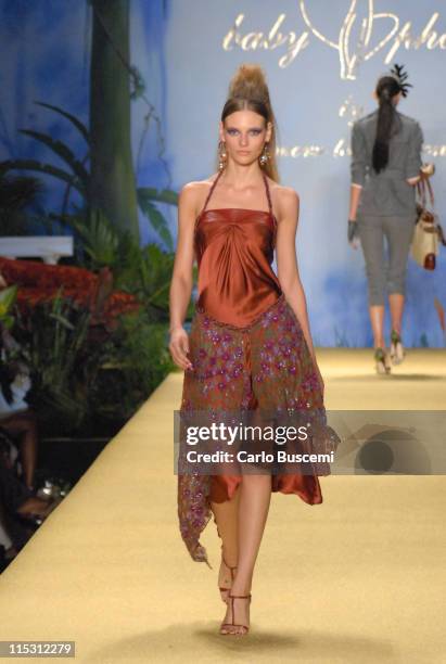 Fabiana Semprebom wearing Baby Phat Spring 2007 during Olympus Fashion Week Spring 2007 - Baby Phat - Runway at The Tent, Bryant Park in New York...