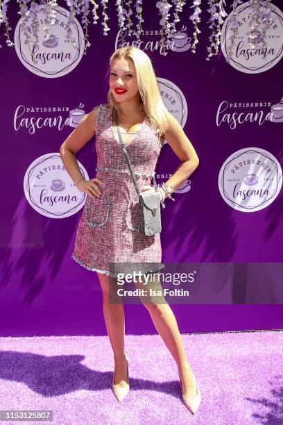 Host Evelyn Burdecki attends the Lascana show at Titanic Hotel on July 1, 2019 in Berlin, Germany.
