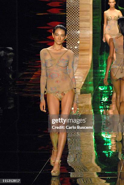 Ai Tominaga wearing Rosa Cha Spring 2007 during Olympus Fashion Week Spring 2007 - Rosa Cha - Runway at The Tent, Bryant Park in New York City, New...