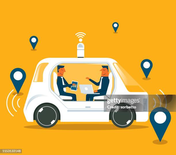 autonomous self-driving car - data driven stock illustrations