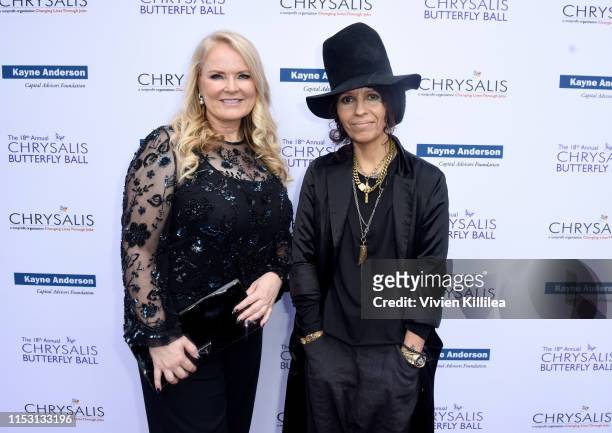 Honorees Suzanne Todd and Linda Perry attend the 18th annual Chrysalis Butterfly Ball on June 01, 2019 in Brentwood, California.