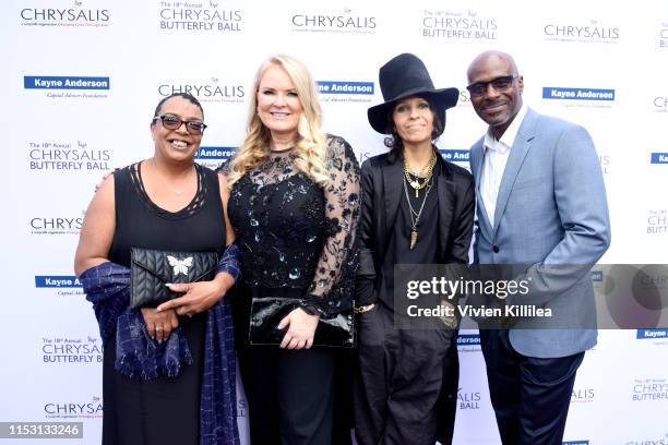 Honorees Suzette Donaldson, Suzanne Todd, Linda Perry and Antonio Donaldson attend the 18th annual Chrysalis Butterfly Ball on June 01, 2019 in...