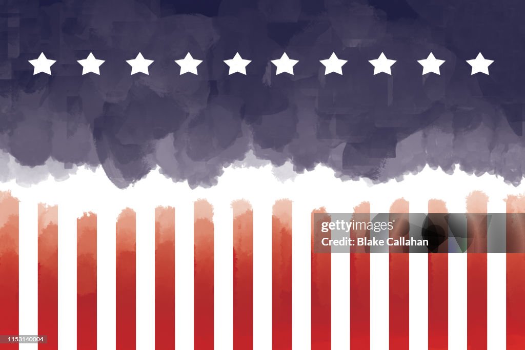 America illustration in water color style with USA flag colors