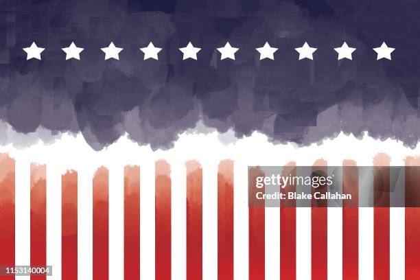 america illustration in water color style with usa flag colors - american stars and stripes stock pictures, royalty-free photos & images