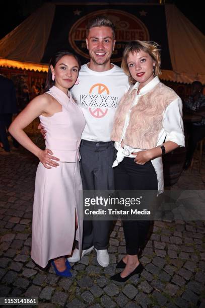 Emma Drogunova, Jannik Schuemann and Jella Haase attend the After Show Party of KxxK Kilian Kerner Fashion Show during the Berlin Fashion Week...