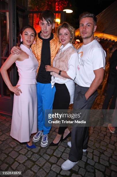 Emma Drogunova, Kilian Kerner, Jella Haase and Jannik Schuemann attend the After Show Party of KxxK Kilian Kerner Fashion Show during the Berlin...