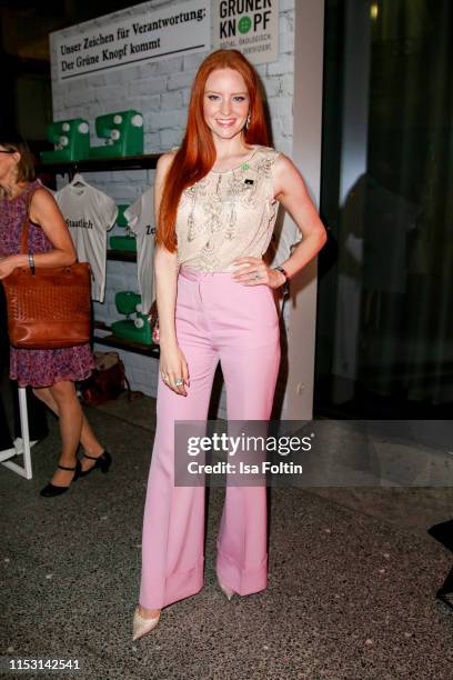 German model Barbara Meier attends the Bunte New Faces Night at Father Graham on July 1, 2019 in Berlin, Germany.