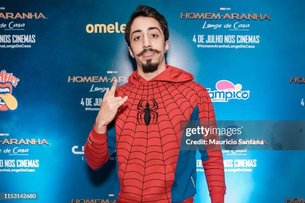 Youtuber Lucas Inutilismo attends the "Spider-Man: Far From Home" premiere on July 01, 2019 in Sao Paulo, Brazil.