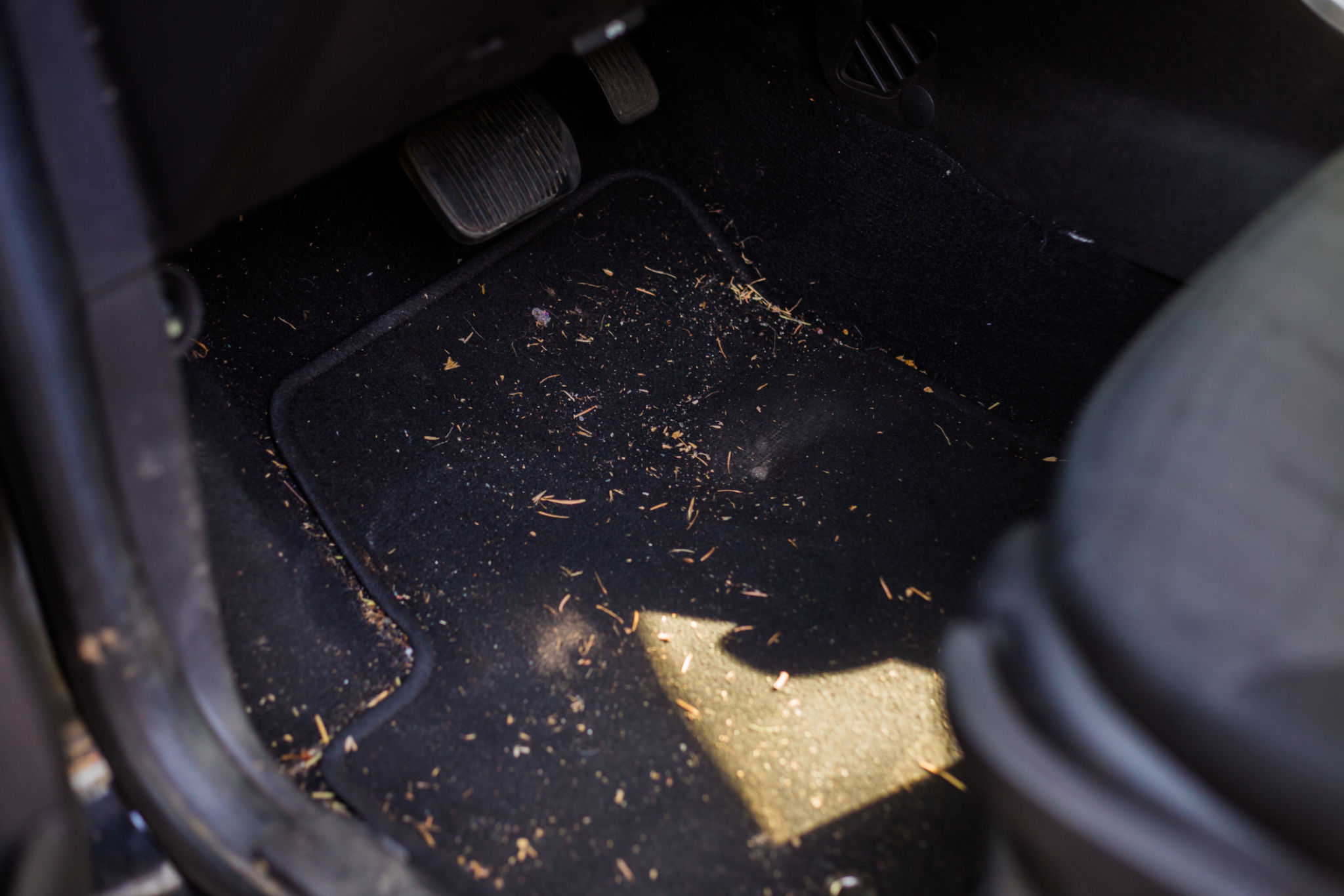 dirty car interior
