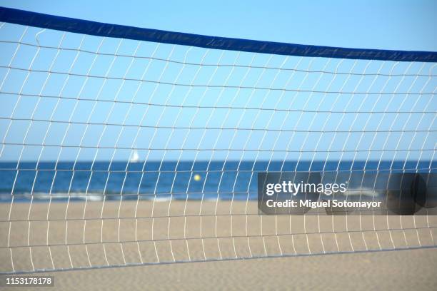 sports equipment at the malvarrosa beach in valencia - andebol imagens e fotografias de stock