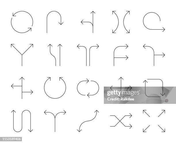 direction - thin line icons - arrival stock illustrations