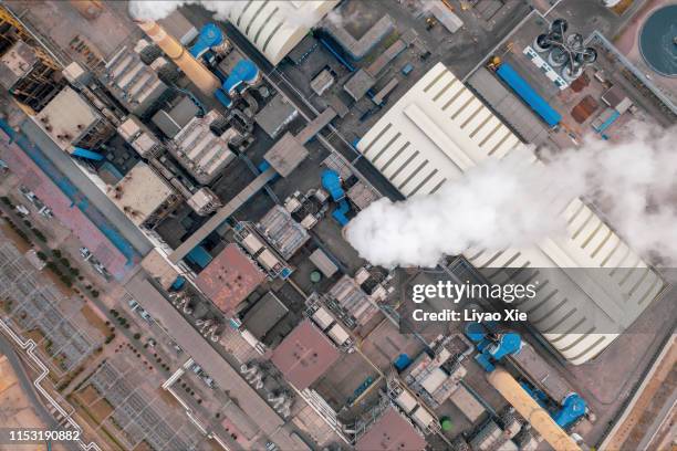 power plant aerial view - coal plant stock pictures, royalty-free photos & images