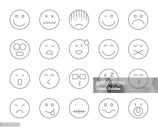 emoji - thin line icons - emotional series stock illustrations