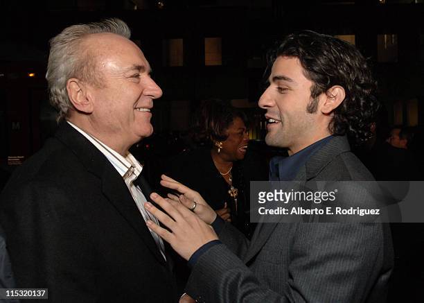 New Line's Rolf Mittweg and Oscar Isaac during "The Nativity Story" Los Angeles Premiere at AMPAS in Los Angeles, California, United States.