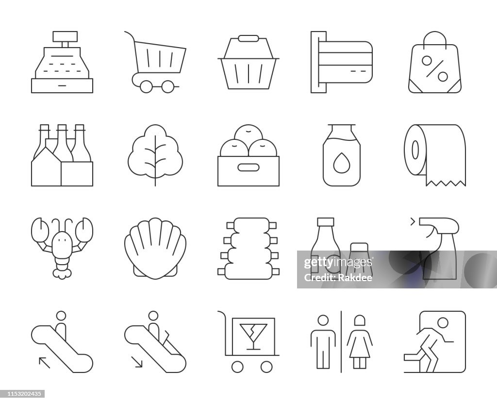 Supermarket - Thin Line Icons