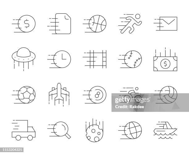 speed concept - thin line icons - playing pool stock illustrations