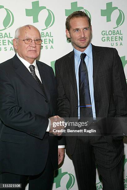 President Mikhail Gorbachev and Josh Lucas during Global Green USA's Annual Sustainable Design Awards Dinner at Roosevelt Hotel in New York, New...